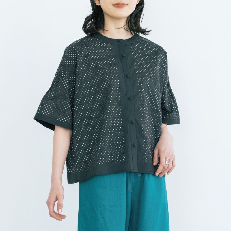 PONT DE CHALONS パネルドットブラウス BK19